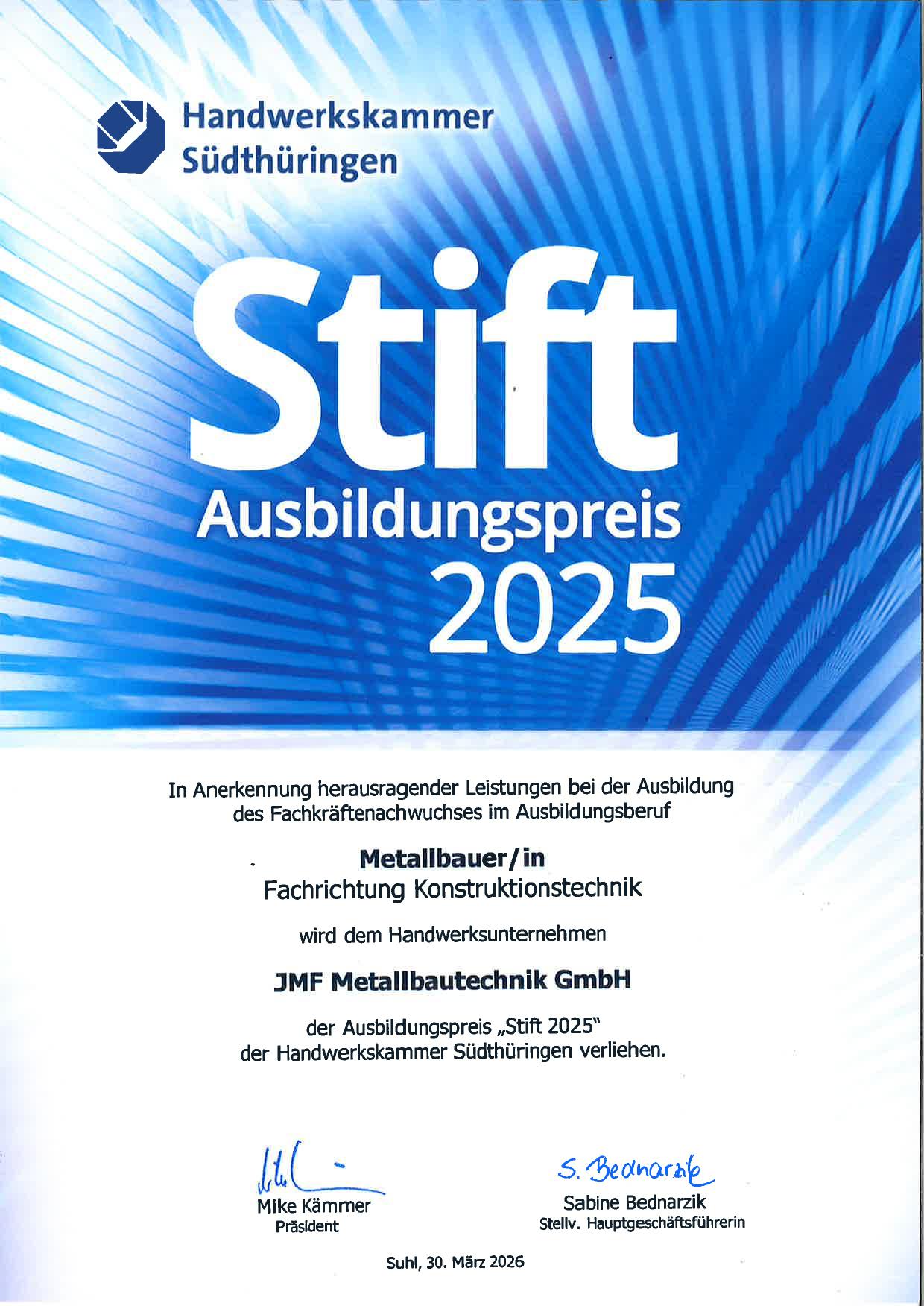 Stift Ausbildungspreis 2025